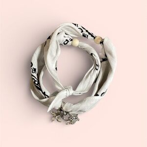 (#139)  White and Black Patterned Wrap Bracelet